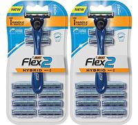 Bic Flex 2 Hybrid Razor - 1 Handle & 10 Cartridges Per Package - Pack of 3 Packages
