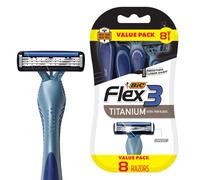 BIC Flex 3 Titanium Mens Disposable Razors With 3 Blades Ideal Razor For Face and Body Shaving 8 Piece Razor Kit for Men
