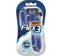 BIC Flex 3, Triple Blade Razor Blades for Men, With Moving Blade Heads for a Close and Soft Shave, Pack of 4