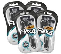 BIC Flex 4 Men's Razor, 4 x 3 Disposable Razors with 4 Blades Each with Aloe Vera & Vitamin E for a Gentle Shave