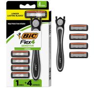 BIC Flex 4 Men's Refillable 4-Blade Razors with 1 Handle and 4 Cartridges, Pivoting Head and Lubricating Strip for Father's Day
