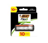 BIC Flex 4 Refillable Razors for Men, Long-Lasting 4 Blade Razors for Sensitive Skin, 1 Handle and 7 Cartridges, 8 Piece Shaving Kit