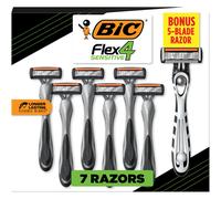 BIC Flex 4 Sensitive Titanium Mens Disposable Razors With 4 Blades with Bonus BIC Flex 5 Disposable Razor 8 Razors Total