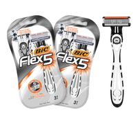 BIC Flex 5 Disposable Men's 5-Blade Razors with Moveable Blades for a Close Shave, Solid Control, Pack of 6