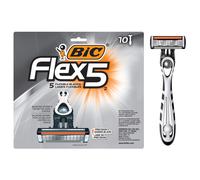 BIC Flex 5 Disposable Razors for Men Long-Lasting 5-Blade Razors For a Smooth and Comfortable Shave Shaving Razors 10 Count