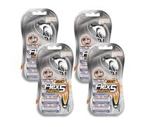 BIC Flex 5 Hybrid Men's Razor - 5 Blade Sensitive Skin Disposable Razor, 1 Handle & 4 Refills Travel Razors, Aloe Vera Lubricating Strip, Swivel Head & Ergonomic Grip Handle Razors for Men | Pack of 4