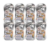 BIC Flex 5 Hybrid Men's Razor - 5 Blade Sensitive Skin Disposable Razor, 1 Handle & 4 Refills Travel Razors, Aloe Vera Lubricating Strip, Swivel Head & Ergonomic Grip Handle Razors for Men | Pack of 8