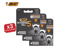 BIC Flex 5 Hybrid Men's Razor Refills -4 Replacement Cartridges for Smooth Shave