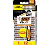 BIC Flex 5 Refillable Razors for Men, Long-Lasting 5 Blade Razors for a Smooth and Comfortable Shave, 1 Handle and 12 Cartridges, 13 Piece Shaving Kit
