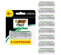 BIC Flex 5 Sensitive Men's 5-Blade Razor Refills, Clincally Proven for Sensitive Skin, 8 Refill Cartridges, 8-Pack