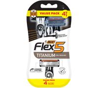 BIC Flex 5 Titanium 5-Blade Disposable Razor for Men Sensitive Skin Razor For a Smooth Comfortable and Close Shave 4 Piece Razor Set