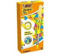 BIC Flex Highlighter Yellow Fine Chisel 1 - 4.3 mm Non Refillable Pack of 12