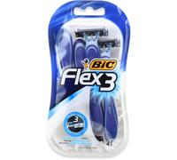 BIC Flex 3, Triple Blade Razor Blades for Men, With Moving Blade Heads for a Close and Soft Shave, Pack of 4