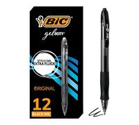 BIC Gel-ocity Original Black Gel Pens, Medium Point (0.7mm), 12-Count Pack, Retractable Gel Pens With Comfortable Grip
