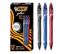 BIC Gel-ocity Quick Dry Assorted Colors Gel Pens, Medium Point (0.7mm), 12-Count Pack, Retractable Gel Pens With Comfortable Full Grip
