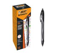 BIC Gel-ocity Quick Dry Ballpoint Pens, Medium Point (0.7 mm) and Fast Drying Black Colour Ink, Box of 12