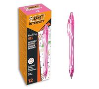 BIC Gel-ocity Quick Dry Gel Pens, Medium Point (0.7 mm), Pink, Box of 12, Retractable Pen with Ultra Fast Drying Ink