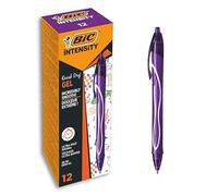 BIC Gel-ocity Quick Dry retractable Gel Pen Purple 0.3 mm Medium Rollerball Refillable Pack of 12