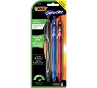 BIC Gel-Ocity Quick Dry Gel Pens, Medium Point Retractable Gel Pen (0.7mm), Assorted Colors, 3-Count