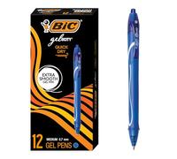 BIC Gel-ocity Quick Dry Retractable Gel Pen, Medium Point (0.7 mm), Blue, 12-Count