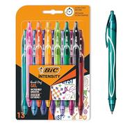 BIC Gel-ocity Quick Dry, Ultra Fast Drying Gel Ink Pens with Full Grip Barrel, Assorted Colours, Pack of 13