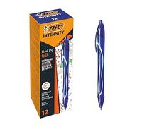 BIC Gel-ocity Quick Dry, Ultra Fast Drying Refillable Gel Ink Pens with Full Grip Barrel, in Blue, Pack of 12