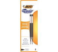 BIC gel pen refill with medium 0.7mm line width and black ink, 2 refills per card.