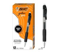 BIC Gelocity Gel Pen, Medium Point (0.7mm), Black Ink, 12-Count | Effortless Smooth-flowing Ink, Ultra Comfortable Grip, Retractable for Convenience, Gelocity Series