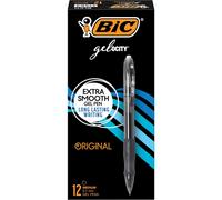 BIC Gelocity Original Black Gel Pens, Medium Point (0.7mm), 12-Count Pack, Retractable Gel Pens With Comfortable Grip