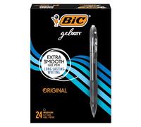 BIC Gelocity Original Black Gel Pens, Medium Point (0.7mm), 24-Count Pack, Retractable Gel Pens With Comfortable Grip