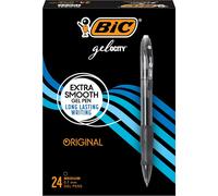 BIC Gelocity Original Black Gel Pens, Medium Point (0.7mm), 24-Count Pack, Retractable Gel Pens With Comfortable Grip