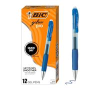 BIC Gelocity Pro Blue Gel Pens, Medium Point (0.7 mm), Smooth Smear-Resistant Blue Ink, Ultra Comfortable Grip, 12-Count Pack
