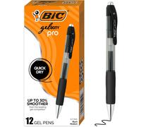 BIC Gelocity Pro Retractable Gel Pen with 0.7 mm Medium Point, 12-Count in Black Ink for Smooth Writing