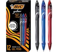 BIC Gelocity Quick Dry Assorted Colors Gel Pens, Medium Point (0.7mm), 12-Count Pack, Retractable Gel Pens With Comfortable Full Grip