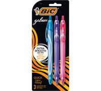 BIC Gelocity Quick Dry Assorted Colors Gel Pens Medium Point 0.7mm 3-Count Pack Retractable Gel Pens With Comfortable Full Grip