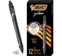 BIC Gelocity Quick Dry Black Gel Pens, Medium Point (0.7 mm), Supplies for Students and Teachers, with Full Grip, 12-Count Pack in Black