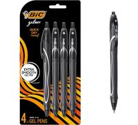 BIC Gelocity Quick Dry Black Gel Pens, Medium Point (0.7mm), 4-Count Pack, Retractable Gel Pens With Comfortable Full Grip