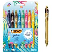 BIC Gelocity Quick Dry Ocean Themed Gel Pens, 8-Count Gel Pen Set, Medium Point (0.7mm), Assorted Colors