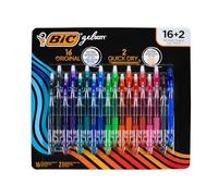 BIC Gelocity Retractable Gel Pen, 0.7mm, Medium Point, Extra Smooth Writing, Comfortable Grip, Assorted Gel Ink,16+2 Count, 16 Original + 2 Quick Dry