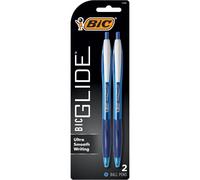 BIC Glide Blue Retractable Ballpoint Pens, Medium Point (1.0mm), 2-Count Pack, Ultra Smooth Writing Blue Pens