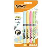 BIC Grip Highlighter Assorted Medium Chisel 1.6 - 3.3 mm Non Refillable Pack of 4