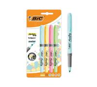 Bic Grip Highlighter Pens Chisel Tip Assorted Pastel Colours (4 Pack) 964859
