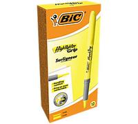 BIC Grip Highlighter Yellow Medium Chisel 1.6 - 3.3 mm Pack of 12
