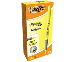 BIC Grip Highlighter Yellow Medium Chisel 1.6 - 3.3 mm Pack of 12