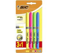 BIC Grip Highlighters - Yellow/Blue/Green/Pink (Pack of 4)