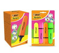Bic Highlighter Flat Marker 12x Neon Orange & 4x Assorted Quick Dry Chisel Tip Bic Multicolor