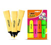 Bic Highlighter Flat Marker 3x Pastel Yellow & 4x Assorted Neon Chisel Tip Bic Multicolor
