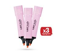 Bic Highlighter Flat - Pastel Pink - Pack of 3 Bic Pink