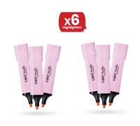 Bic Highlighter Flat - Pastel Pink - Pack of 6 Bic Pink