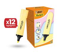 Bic Highlighter Flat - Pastel Yellow - Box of 12 Bic Multicolor